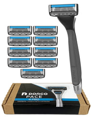 Dorco Pace 4 Pro razor handle with ergonomic grip for precise shaving.