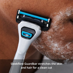 Dorco Pace 4 Pro razor head closeup shows four blades for a smooth shave.