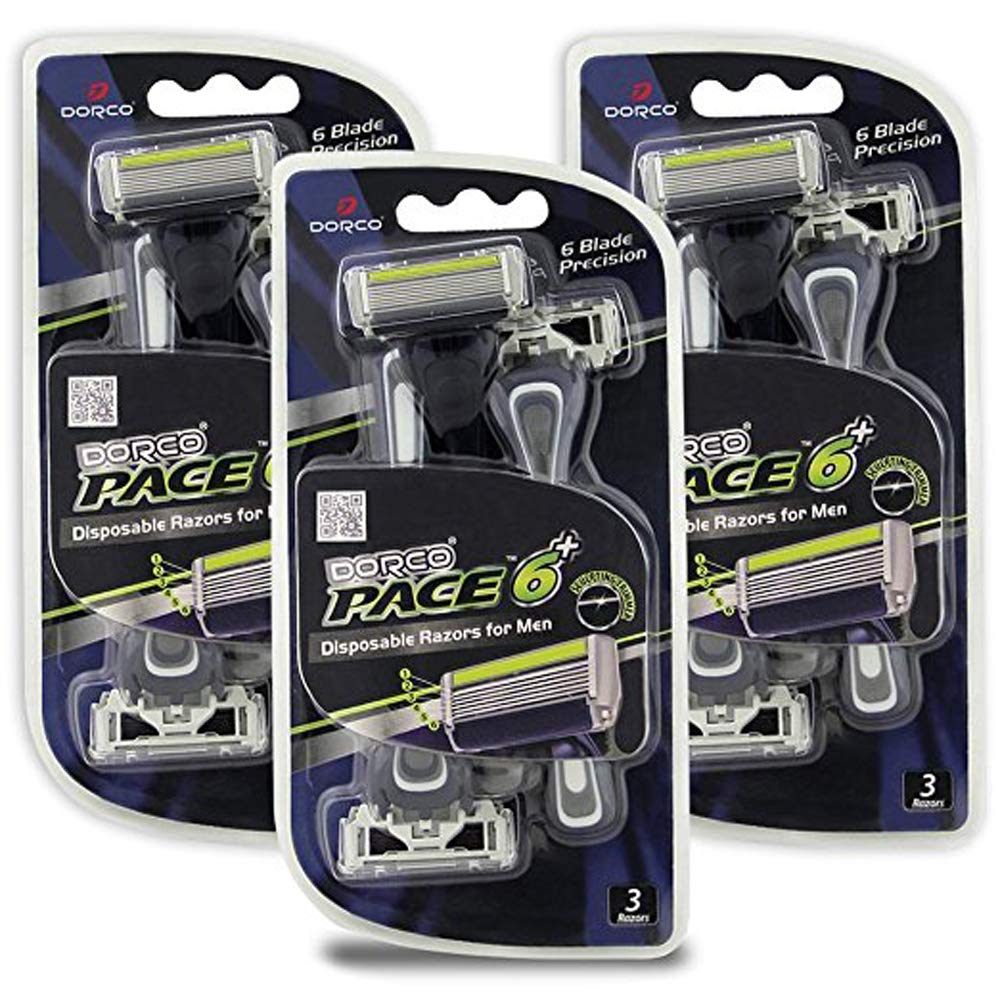 Dorco Pace 6 Plus razor head for a close, smooth finish.