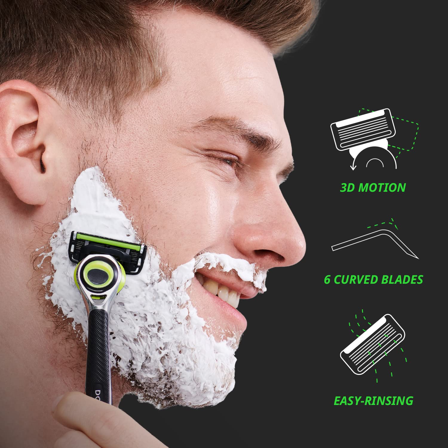 Dorco Pace 6 Pro 3D Motion blade curvature detail for smooth shaves.