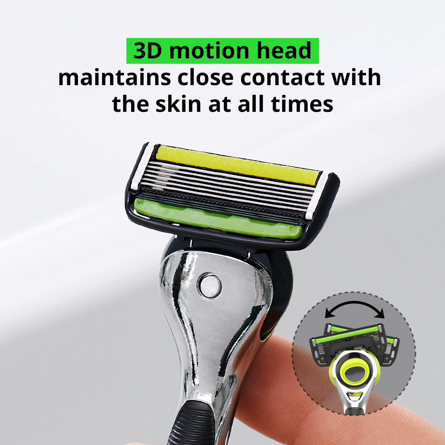 Dorco Pace 6 Pro 3D Motion nine cartridges ready for versatile grooming.