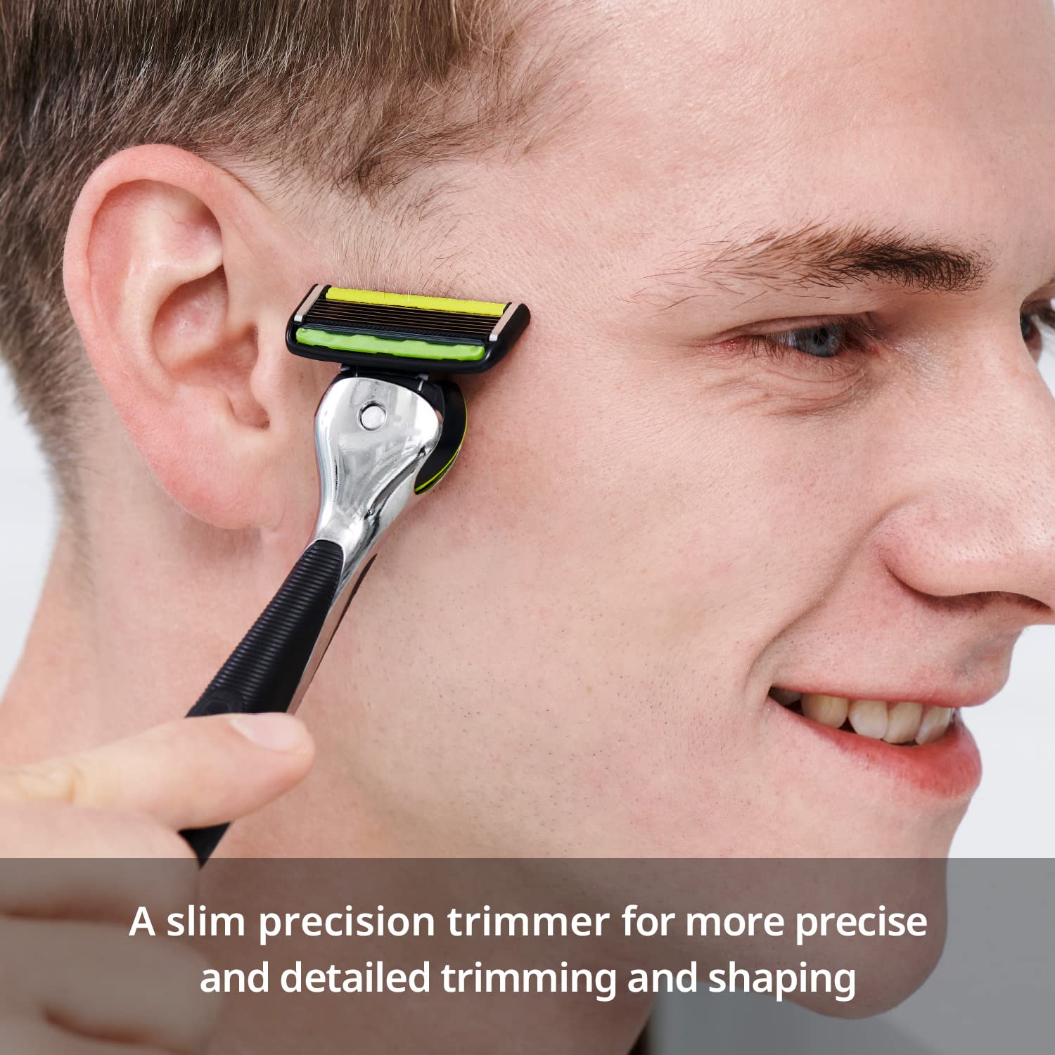 Dorco Pace 6 Pro 3D Motion lubricating strips moisturize skin during shaving.