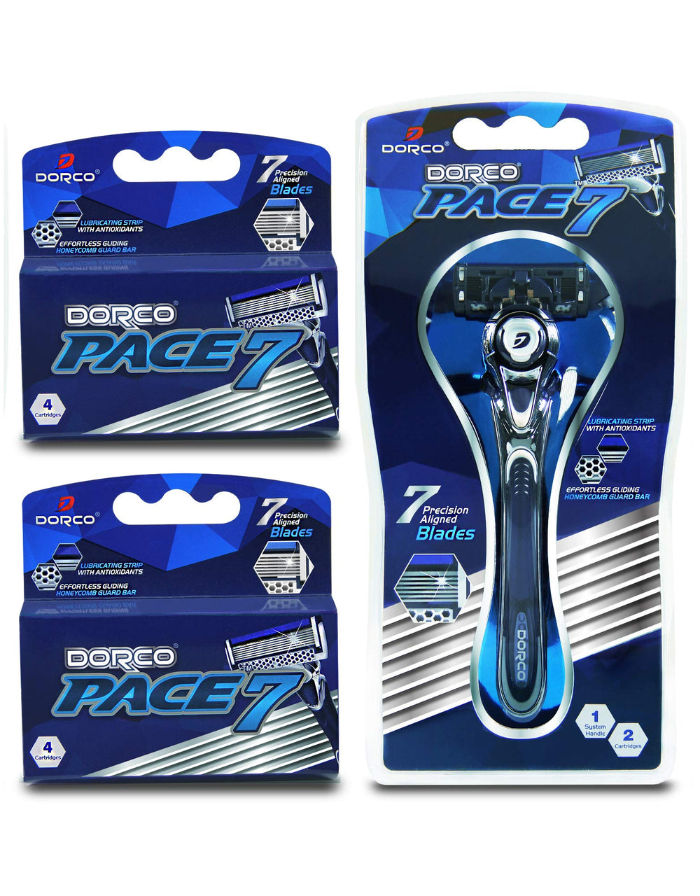 Dorco Pace 7 handle with ergonomic grip for precise, comfortable shaving.