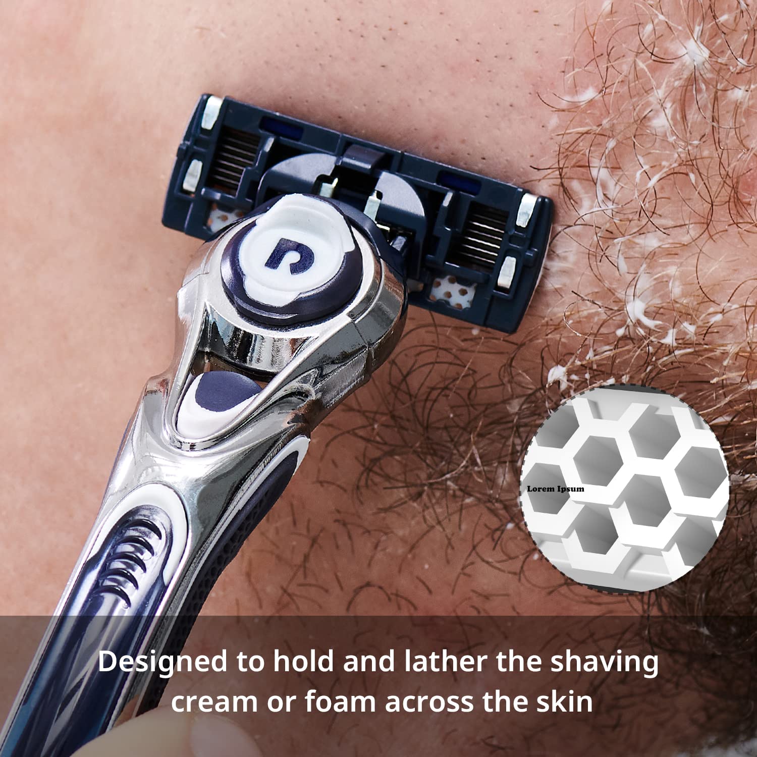 Dorco Pace 7 honeycomb guardbar shown for irritation-free protection.