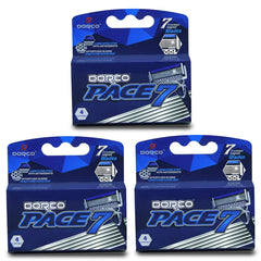 Dorco Pace 7 cartridge pack front for a smooth daily shave.