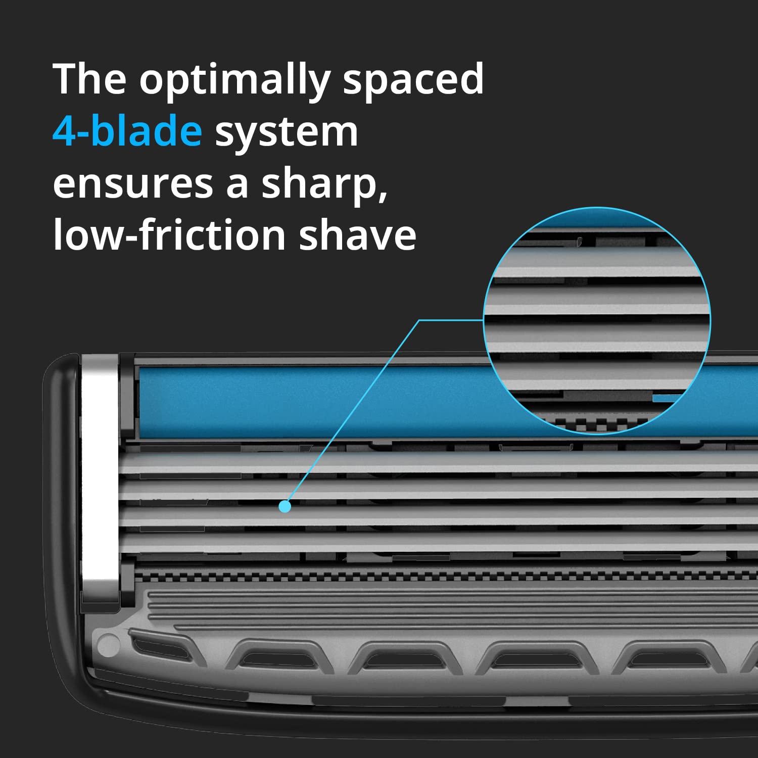 Dorco Pace 4 Pro pivoting head follows facial contours for comfortable shaving.