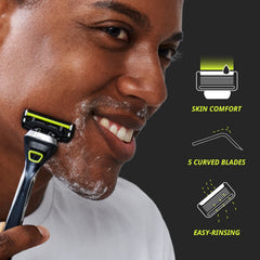 Dorco Pace 5 Pro guardbar illustrates skin guiding feature for smooth passes