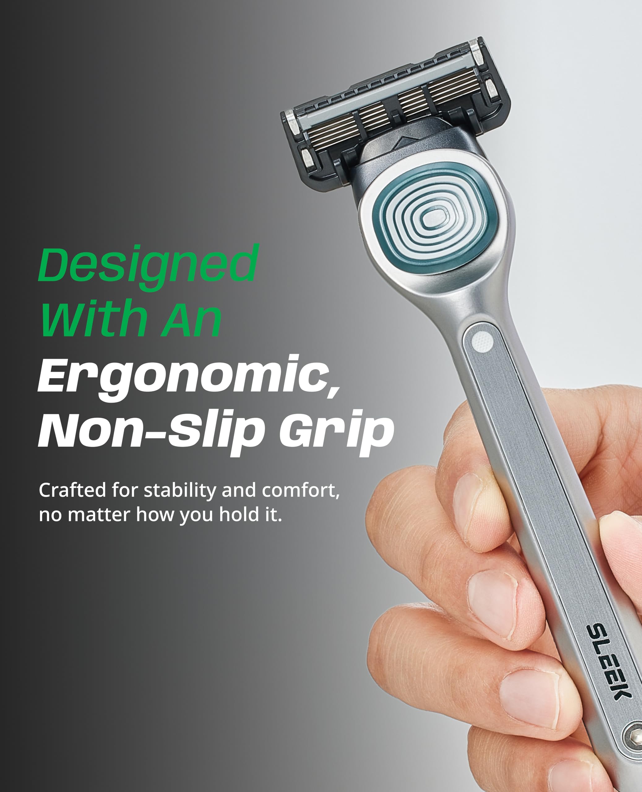 DORCO SLEEK 6-Blade Razor with ergonomic matte handle for comfortable, controlled daily shaves.