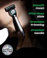 DORCO SLEEK razor head close-up highlights Multi-Flex contouring for smooth passes.