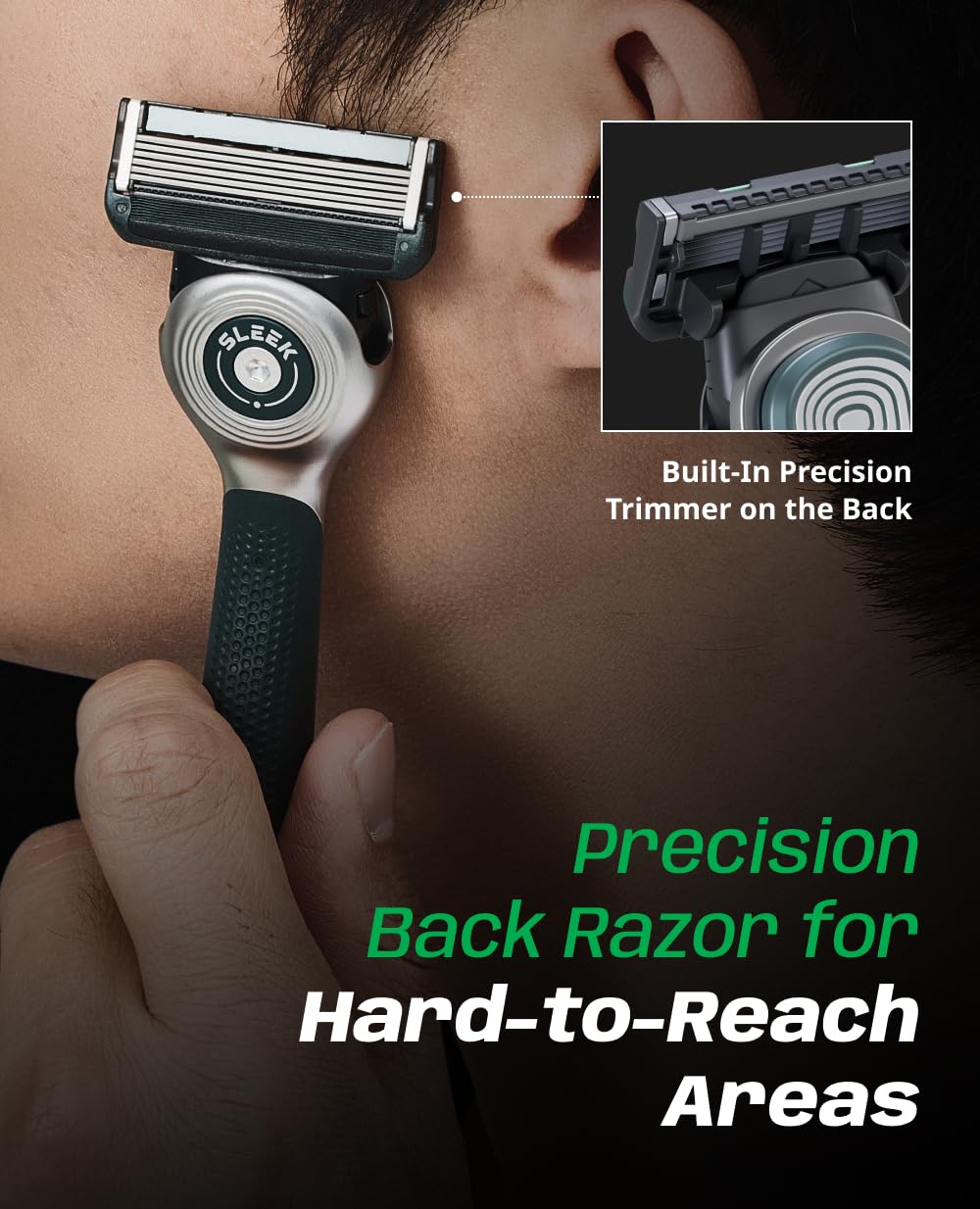 DORCO SLEEK razor in use showing ergonomic, weight-balanced grip.