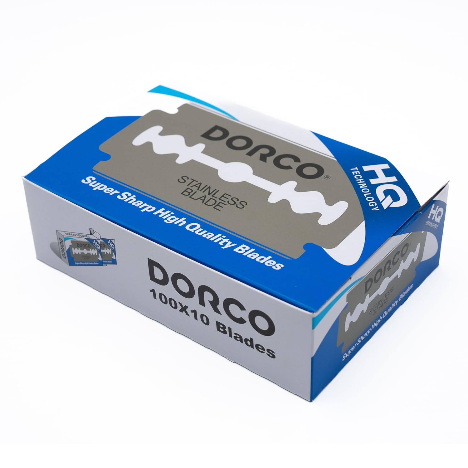 Dorco ST300 blade close-up shows a sharp, corrosion-resistant edge for smooth shaves.