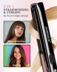 DORISILK 2-in-1 flat iron transforming into curling tool for versatile looks