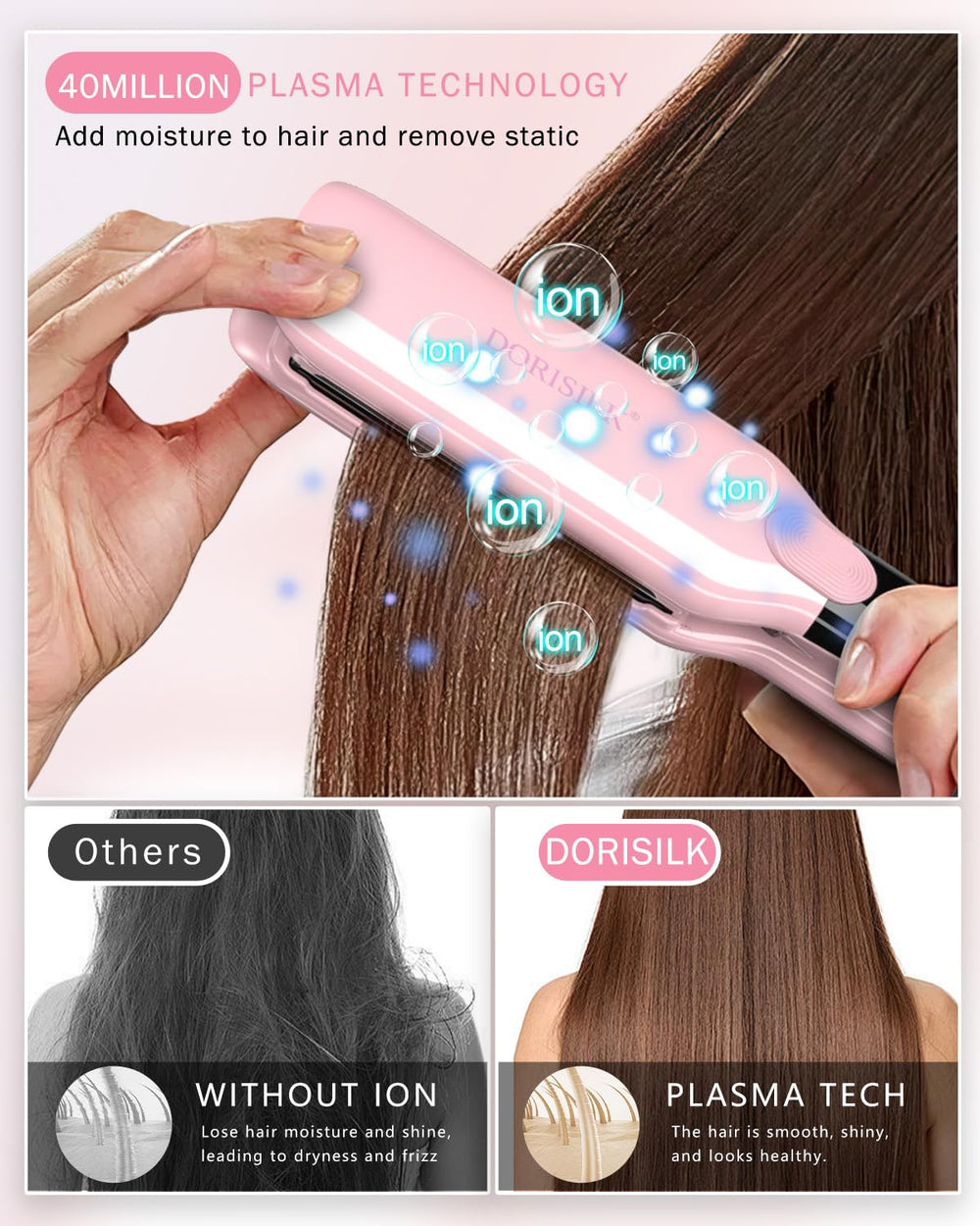 DORISILK 2-in-1 straightener and curler in action supports versatile looks