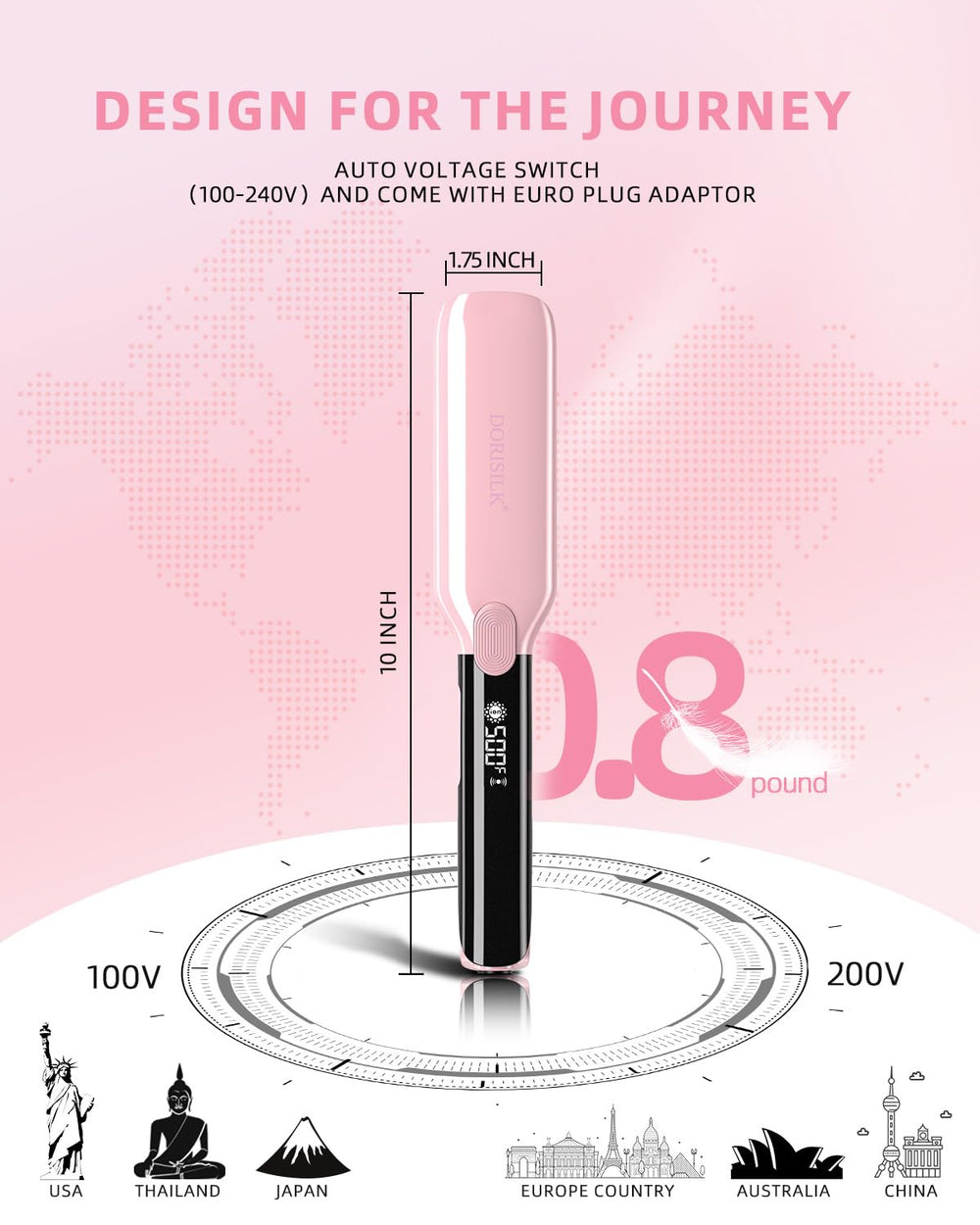 DORISILK 360° swivel cord enables seamless maneuvers during styling