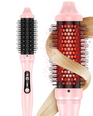 DORISILK infrared thermal hair brush shows a home blowout for voluminous, sleek hair.