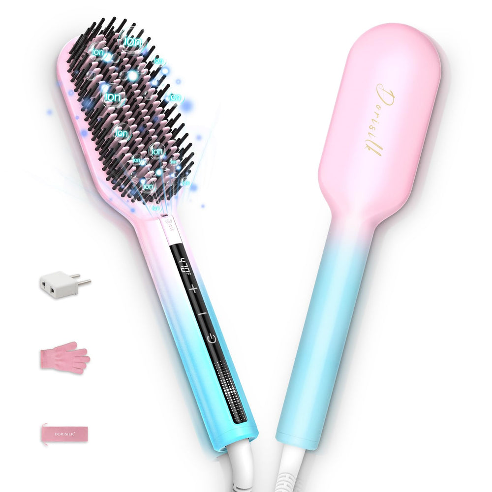 DORISILK Ionic Hair Straightener Brush at 470F max temp for confident frizz control