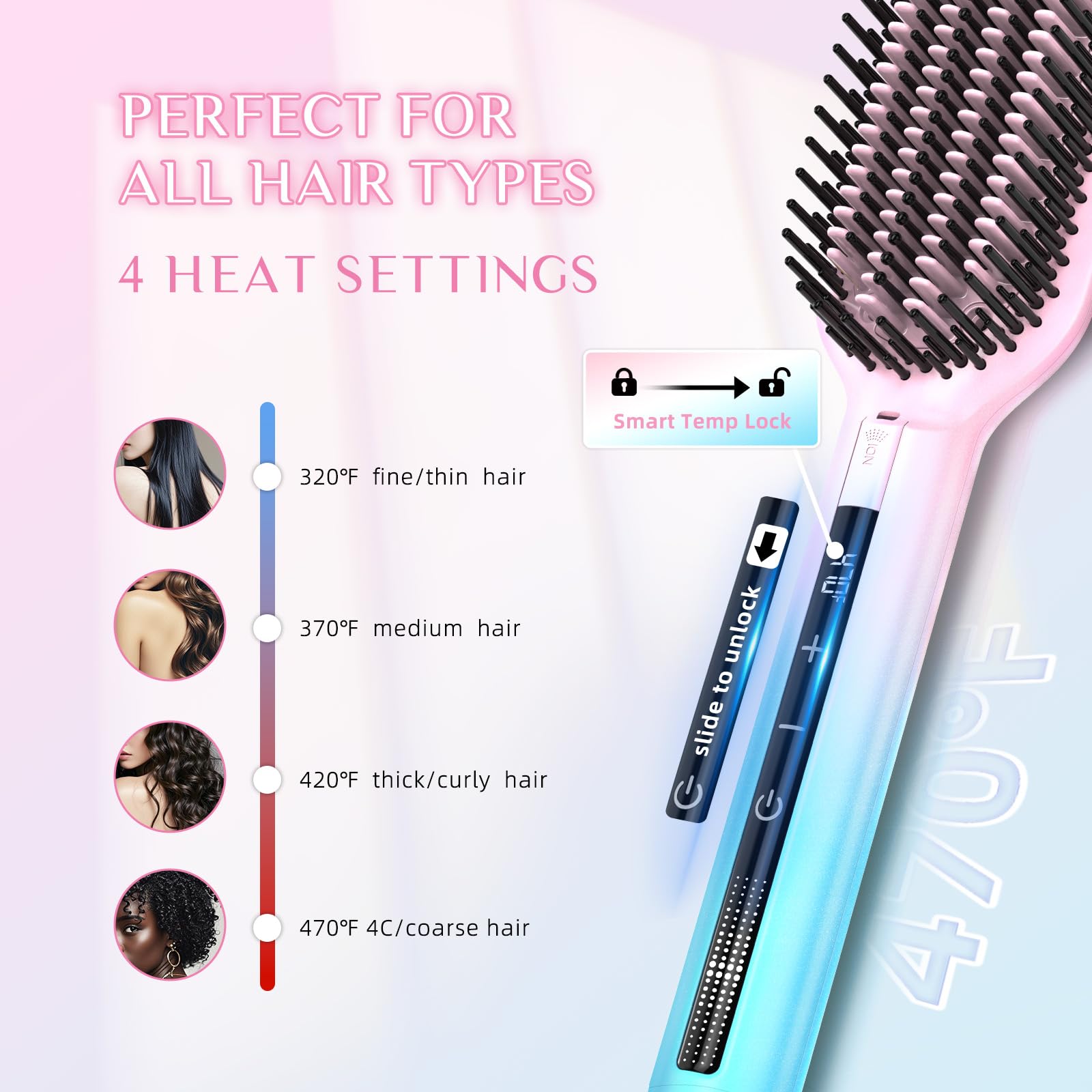 DORISILK Ionic Hair Straightener Brush touchscreen temp lock aids precise safe styling