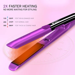 DORISILK plasma-flat iron offers frizz-control for smoother, shinier hair.