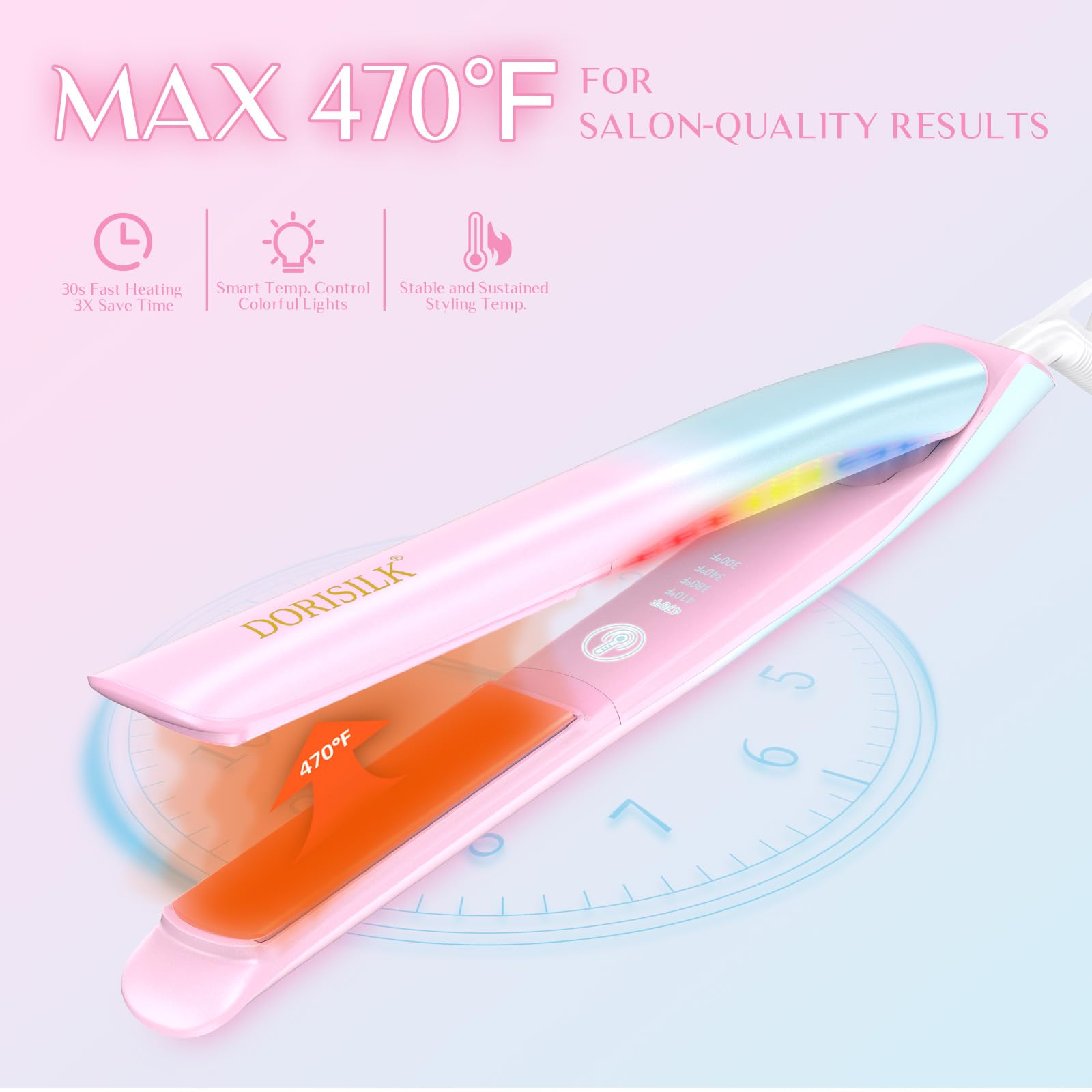 DORISILK salon-quality results with 5 heat settings for versatile styling