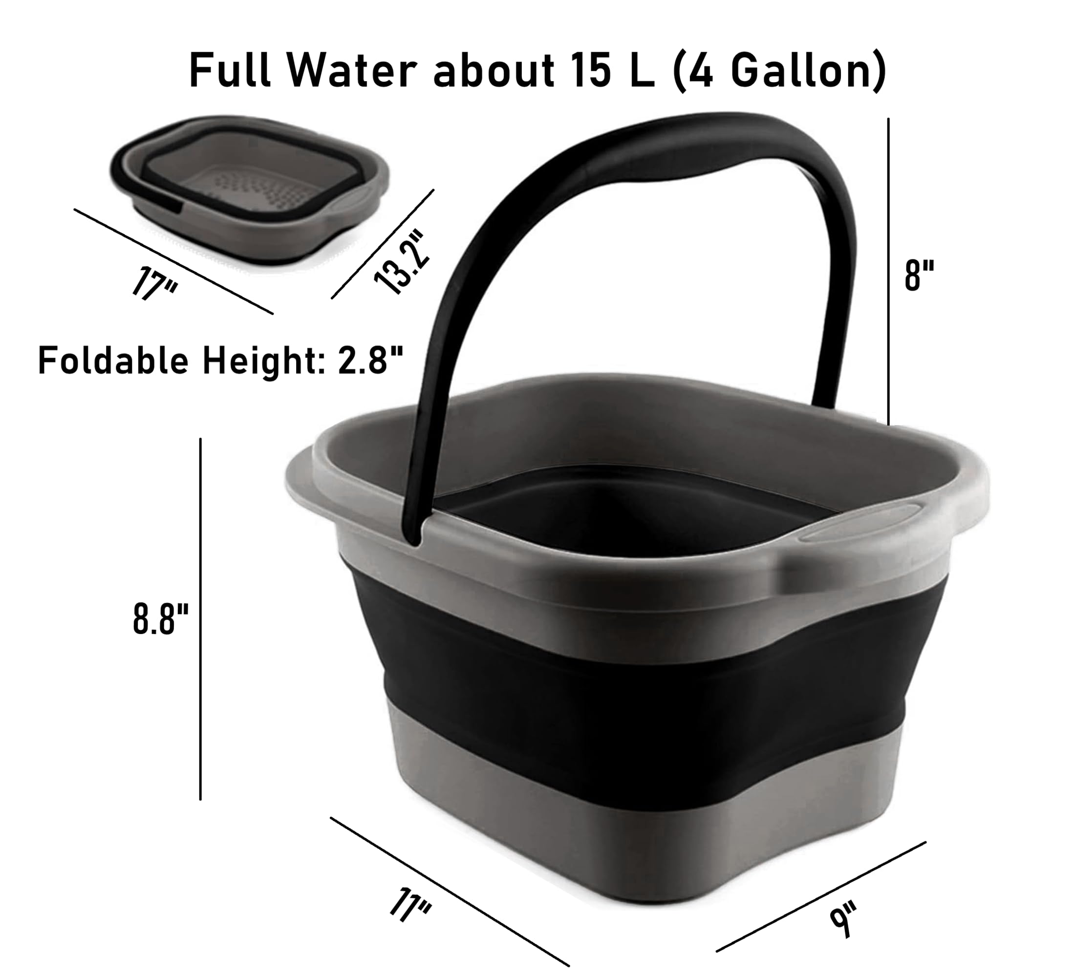 DoroSun collapsible foot tub open basin shown for full soaking capacity