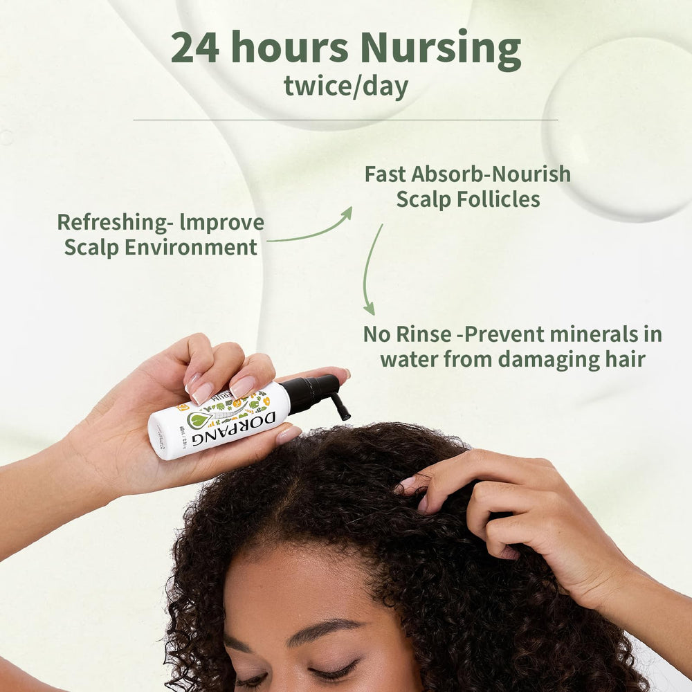 DORPANG applying scalp serum to the scalp during routine