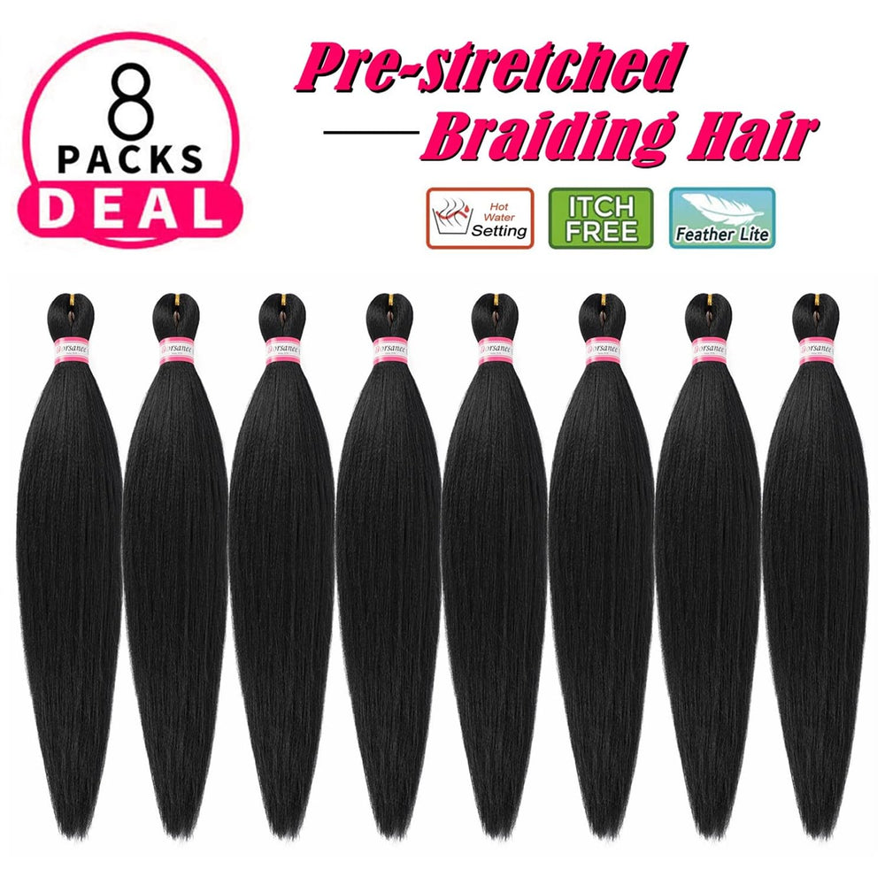 Dorsanee braiding hair 20inch 8 packs natural black pack-front, protective style ready.