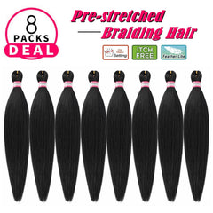 Dorsanee braiding hair 20inch 8 packs natural black pack-front, protective style ready.