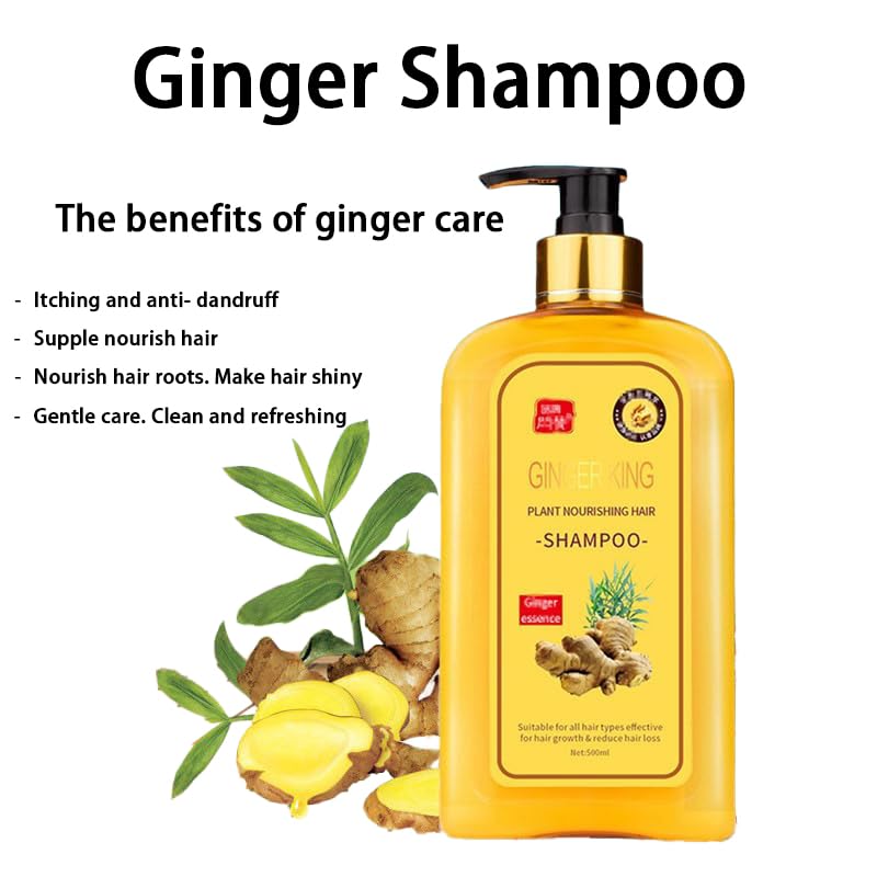 Dosoecse Ginaday Ginger Shampoo pour shows easy application for cleansing.