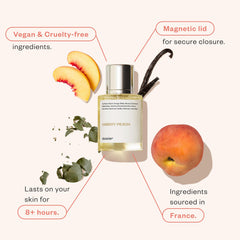 Dossier Ambery Peach amber note glow evokes warm evening allure.