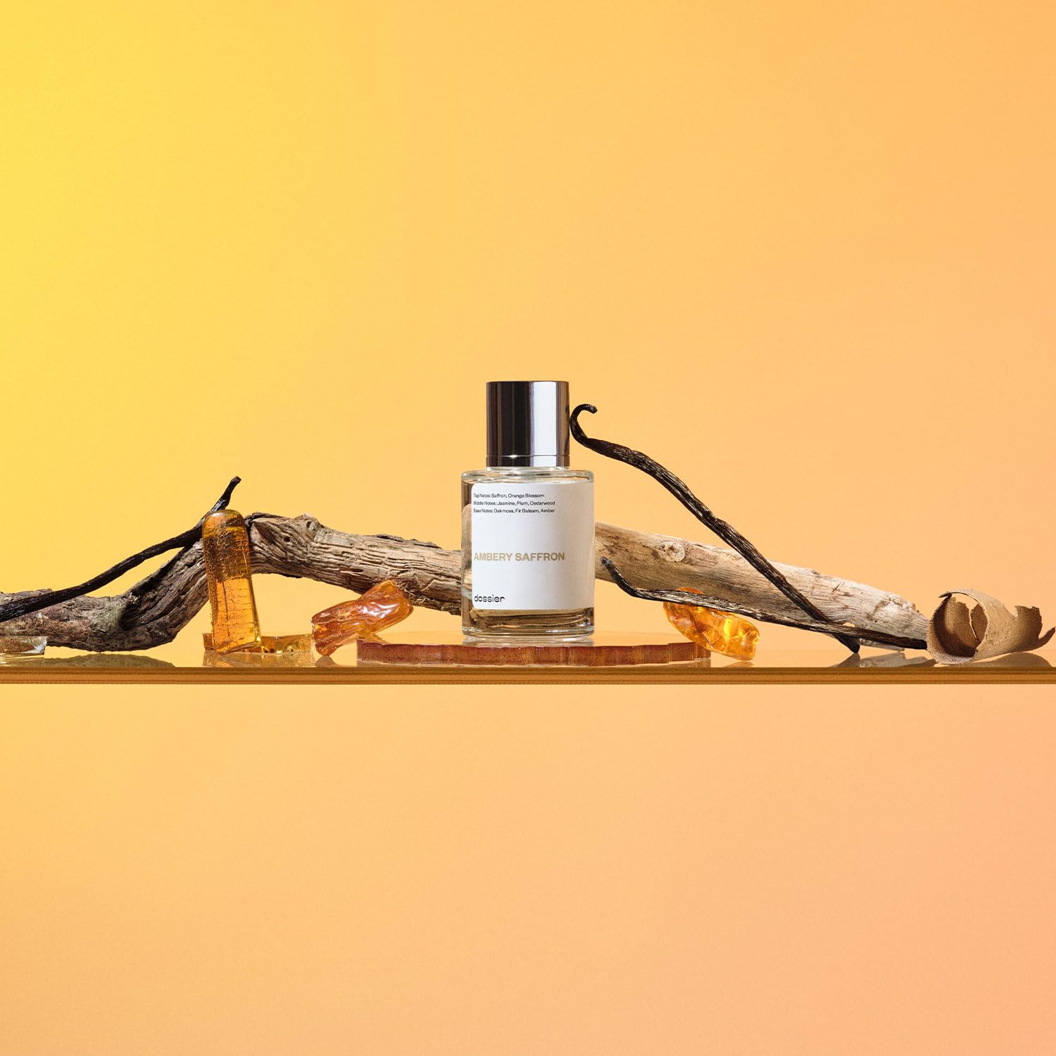Dossier Ambery Saffron top notes emphasis with saffron and orange blossom