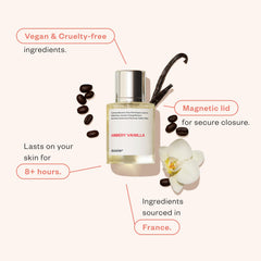 Dossier Ambery Vanilla bottle front view highlighting feminine silhouette