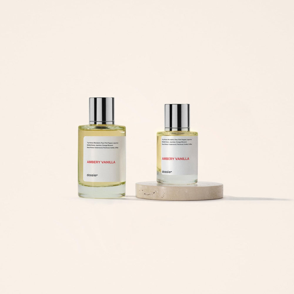 Dossier Ambery Vanilla jasmine and orange blossom heart notes close-up