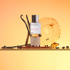 Dossier Ambery Vanilla packaging label close-up showing premium branding