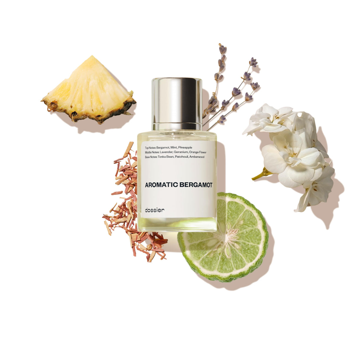 Dossier Aromatic Bergamot bottle top view showcases a sleek, minimalist design for everyday use