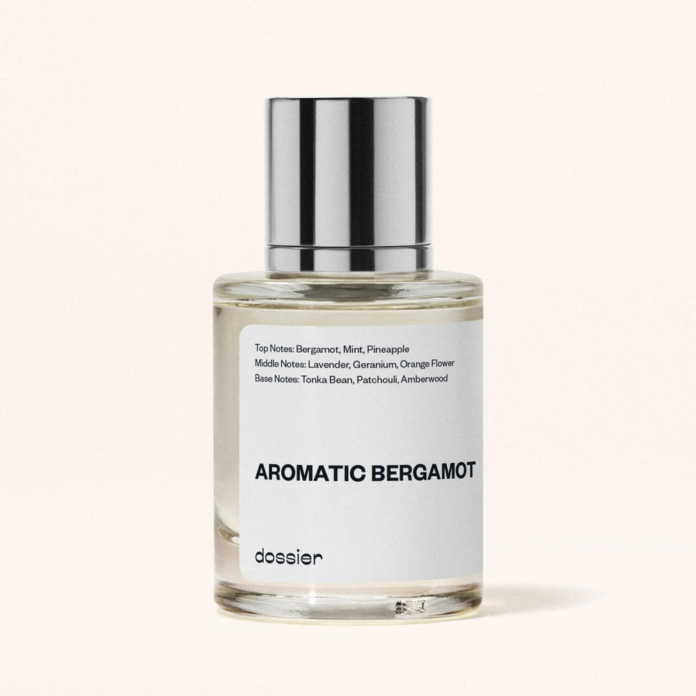 Dossier Aromatic Bergamot packaging highlights vegan, paraben-free promise