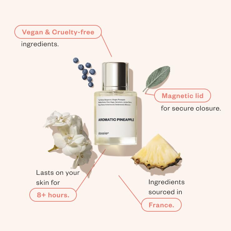 Dossier Aromatic Pineapple outer packaging highlights premium, affordable luxury fragrance