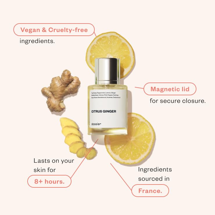 Dossier Citrus Ginger mint leaf emphasizes refreshing profile and cooling sensation.