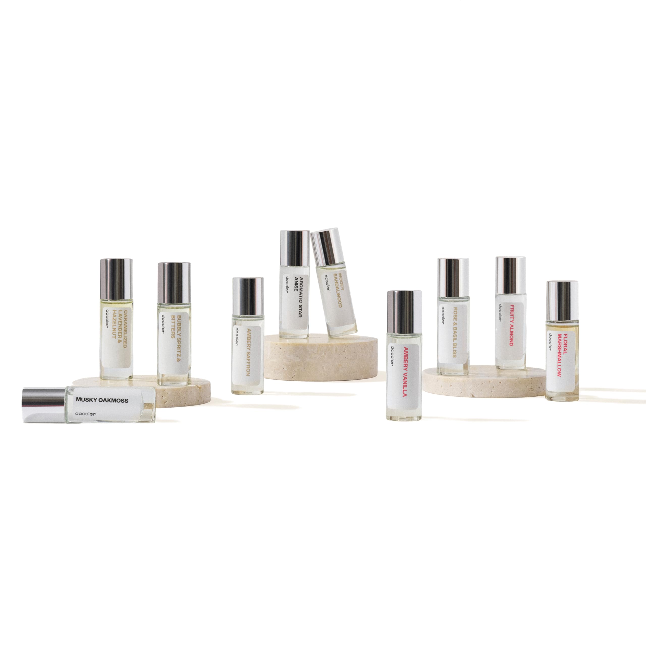 Dossier Discovery Set 11ml bottles collection for testing multiple scents before purchase.