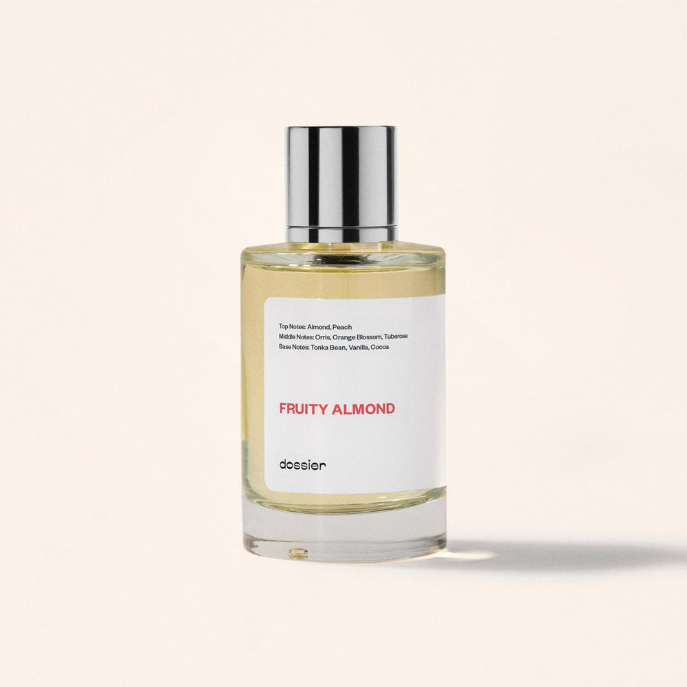 Dossier Fruity Almond rose and jasmine notes create a classic floral opening.