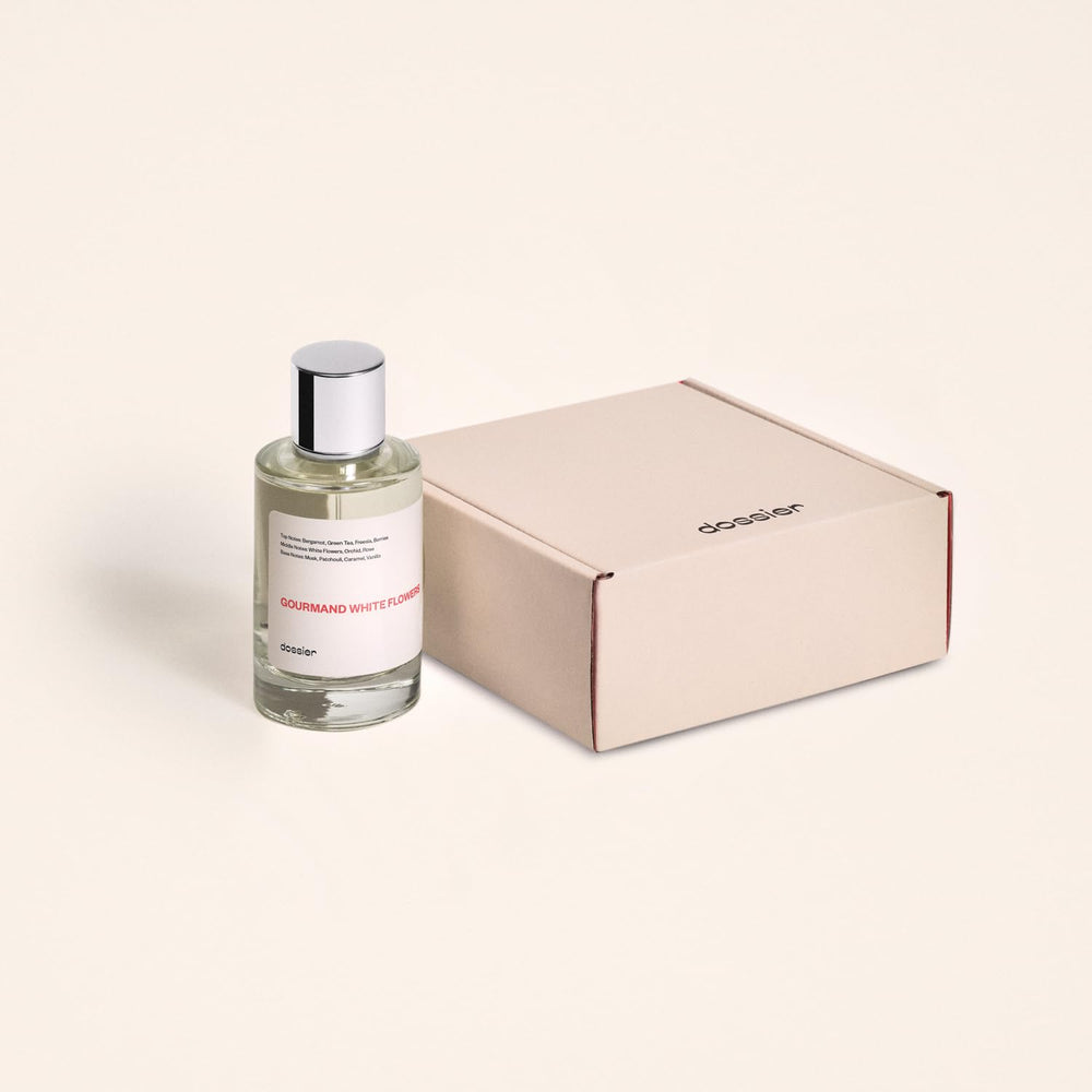 Dossier Gourmand White Flowers heart notes hint green tea and berries.