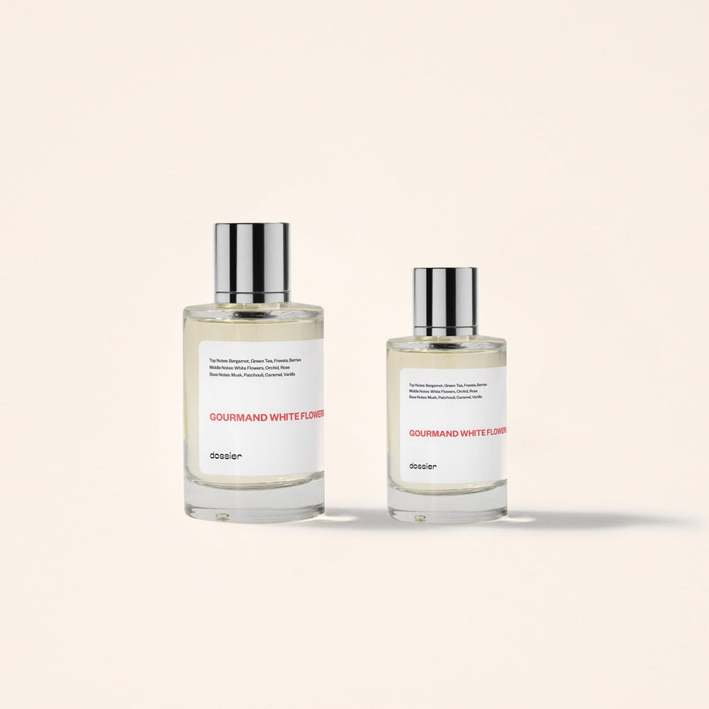 Dossier Gourmand White Flowers worn on wrist for versatile day-to-night scent.