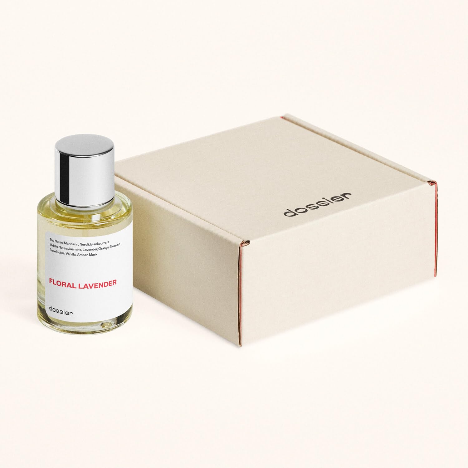 Dossier Lavender flower arrangement evokes fresh garden notes in a premium bottle.