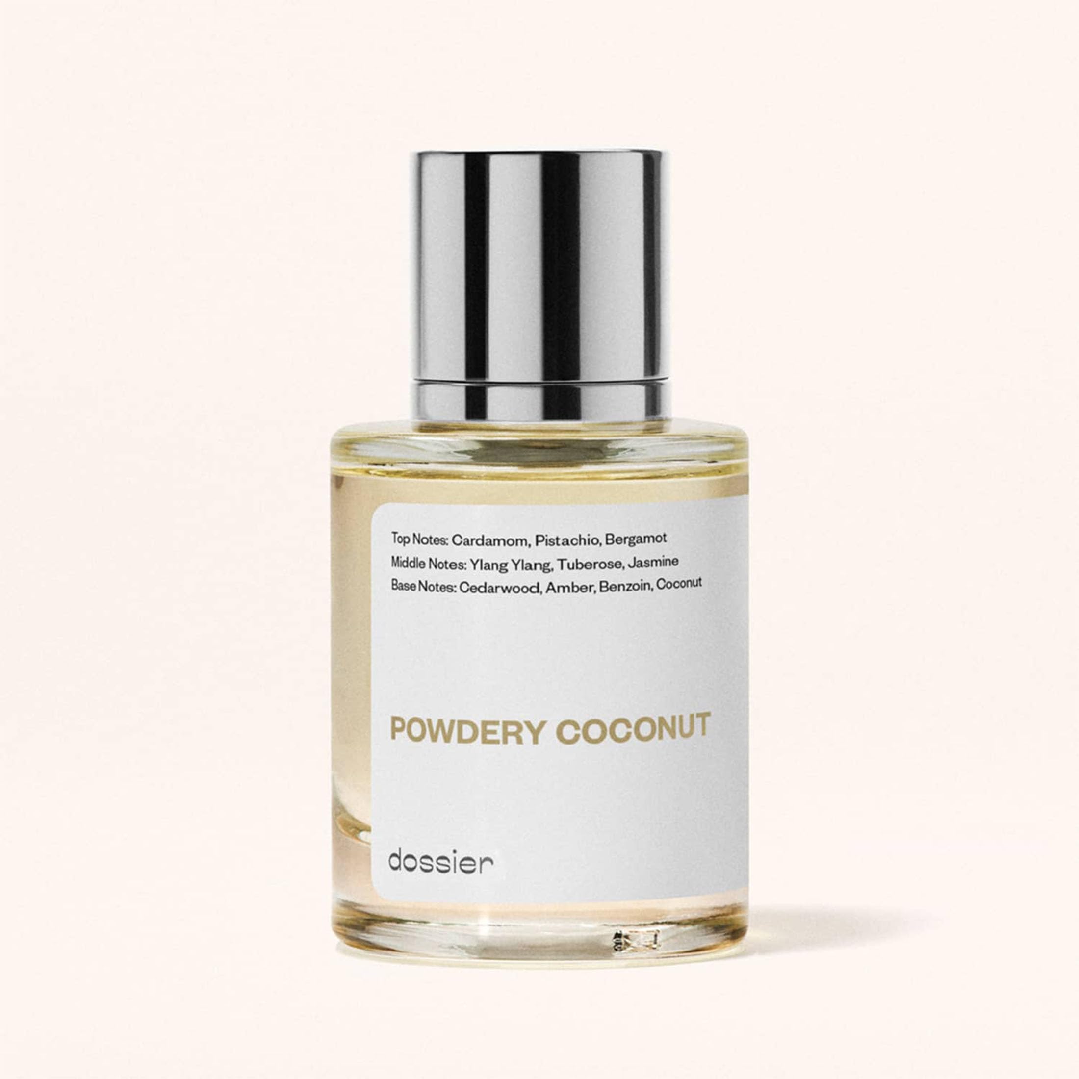 Vanity shot of Dossier Powdery Coconut for everyday wear inspiration.