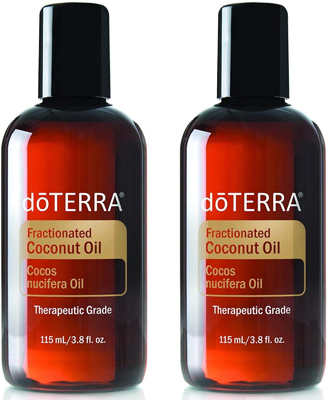doTERRA Fractionated Coconut Oil bottle pour supports easy blending and skin moisturizing