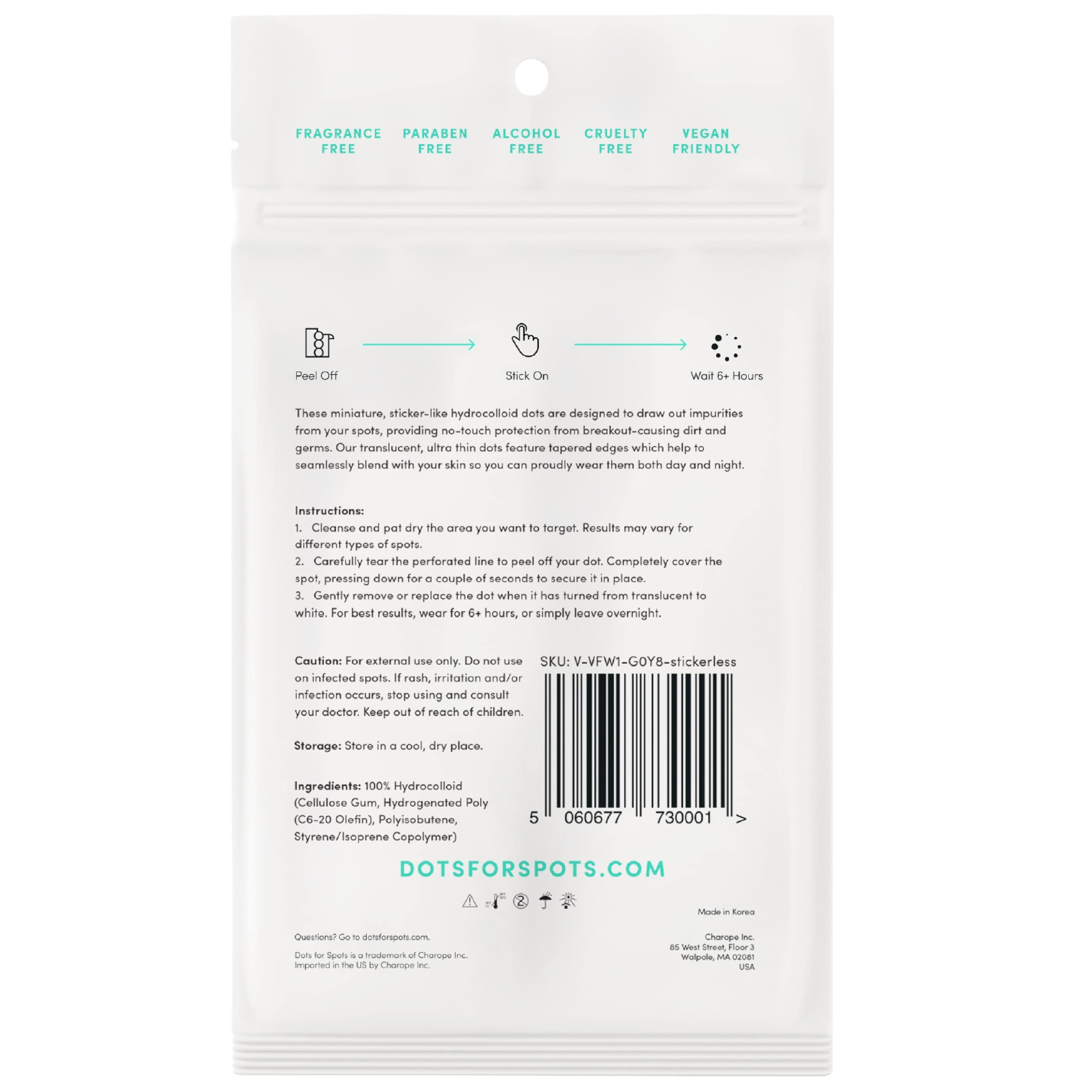 Dots for Spots patch visible on skin with reduced redness over time