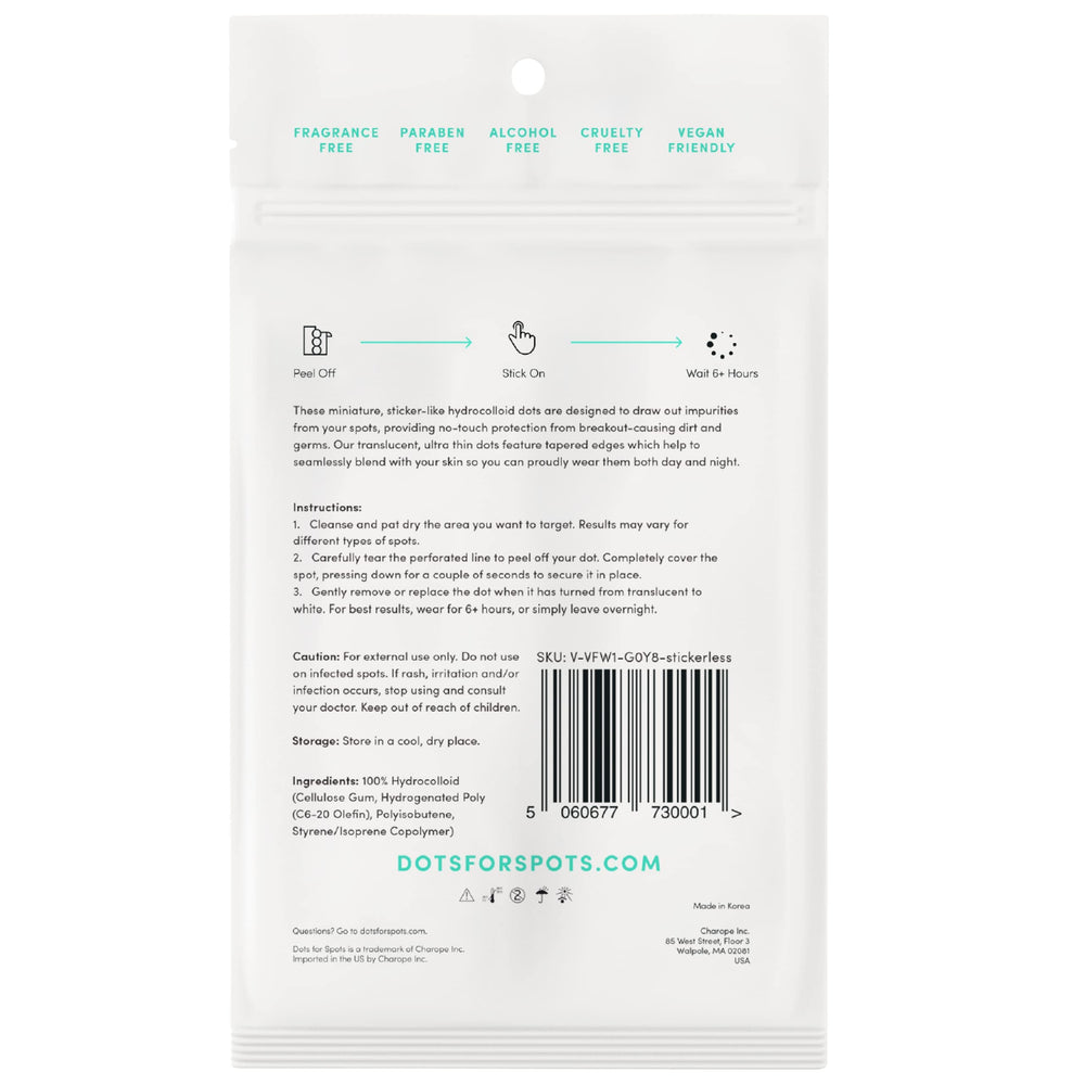 Dots for Spots patch visible on skin with reduced redness over time
