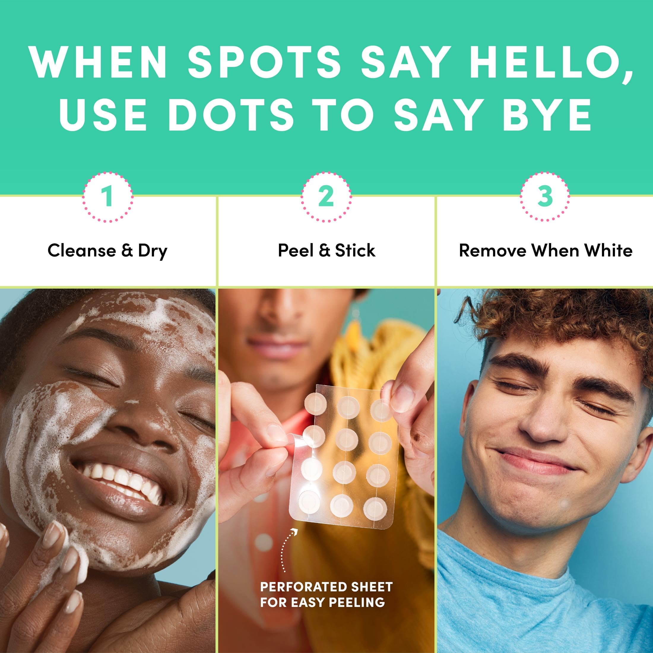 Dots for Spots hydrocolloid technology graphic illustrating moist environment