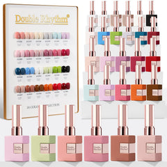 Double Rhythm 28Pcs gel nail polish set colors display for at-home manicures