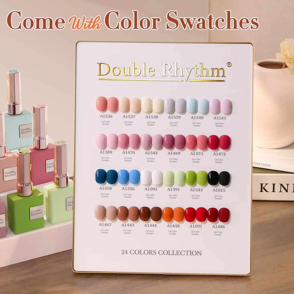 Double Rhythm all-season color shades displayed on bottle labels