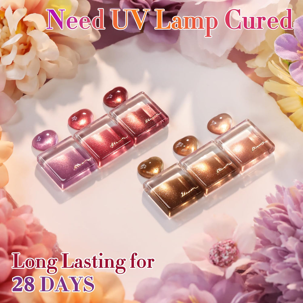 Double Rhythm base coat and top coat for long-lasting shine.